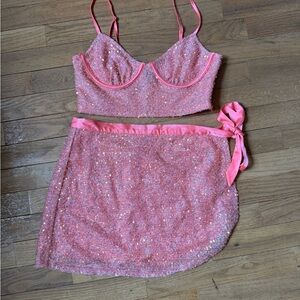 Pink Sequin Skirt
